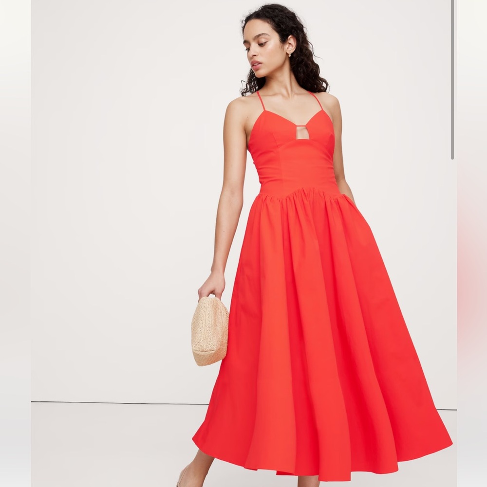 BANANA REPUBLIC Cotton Poplin Long Midi Dress